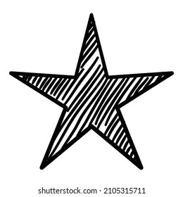 Sketch star. Cute star shape, black starburst doodle sign for christmas decoration isolated on white background