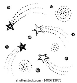 Sketch Of Stars, Comets, Galaxies, A Shooting Star.