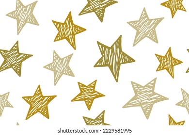 Sketch stars cute vector seamless pattern. Galaxy background. Christmas decoration. Wallpaper print with simple scribble stars. Baby clothes ornament.