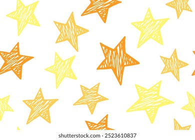 Estrelas de esboço vetor bonito sem costura padrão. Fundo do Cosmos. Decoração em X-mas. Impressão em tecido com estrelas primitivas de doodle. Ornamento de roupas de bebê.