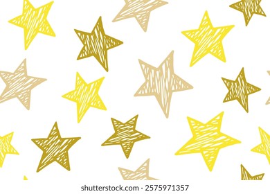 Sketch stars cute vector seamless pattern. Childish background. Christmas decoration. Fabric print with primitive doodle stars. Funny starry ornament.