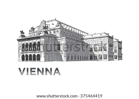 The sketch of State Opera House in Vienna