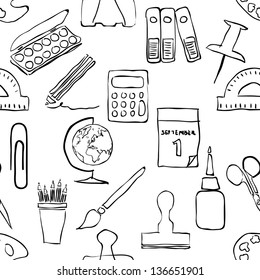 sketch stationery seamless pattern