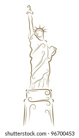 Sketch of the Statue of Liberty golden brush