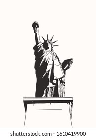 Sketch of Statue of Liberty New York City USA, Hand drawn vector illustration