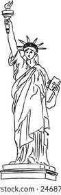 Sketch of Statue of Liberty, Statue New York, Statue Pen Drawing, United States of America Statue