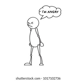 Sketch stick figure, angry