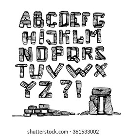 sketch of stone alphabet