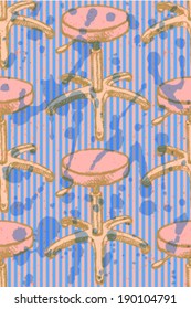 Sketch stool, vector vintage seamless pattern