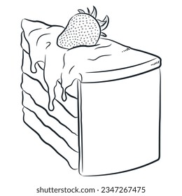Skizze Erdbeertorte Slice Dessert Doodle