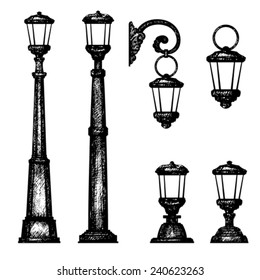 Sketch of street light, vector drawing