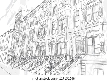 Sketch of the street on white background