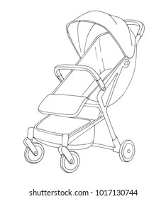 Sketch stroller for walks. Vector illustration