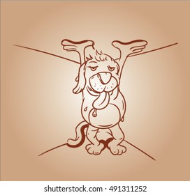 sketch of strong dog