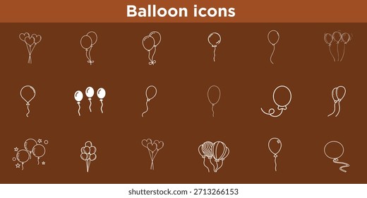 Sketch Style Balloon Graphics Bundle - Doodle Line Art Vector Icons featuring Heart Balloons, Bouquets and Individual Designs for Party Invitations, Celebration Themes and Special Occasion Projects