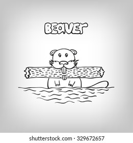 Sketch style beaver - vector logo or icon