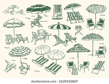 Sketch style collection of lounge chairs doodles.