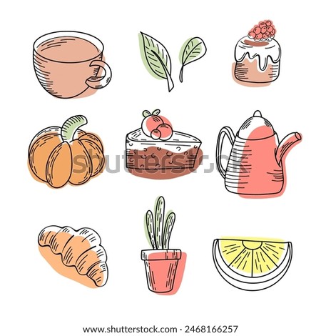 Sketch style cooking icons set. For badges, labels, logo, kitchen, cafe, food studio. Hand drawn vector