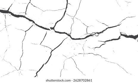 Sketch style cracked ground pattern. Earthquake effect with split surface and textured wall. Excellent for backgrounds in posters digital art and print layouts.