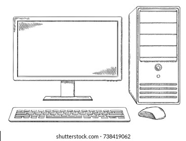 Computer Drawing High Res Stock Images Shutterstock • plotters are considerably more expensive than printers. https www shutterstock com image vector sketch style desktop computer monitor keyboard 738419062