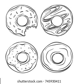 Sketch Style Donut. Hand Drawn Vector Illustration