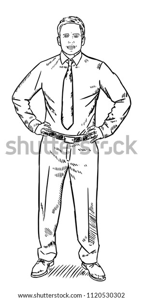 Sketch Style Doodle Businessman Standing Stock Vector (Royalty Free