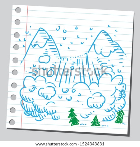 Sketch style drawing of an avalanche.
