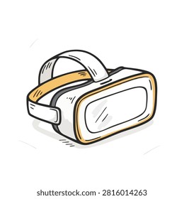 A sketch style drawing of a modern virtual reality visor used for gaming and digital immersion