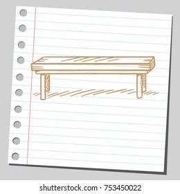 Sketch Style Drawing Of A Park Bench