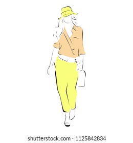 Sketch style fashion model - fashion parade, catwalk