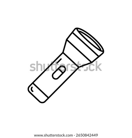 Sketch style flashlight illustration. Hand-drawn torch icon for camping gear.