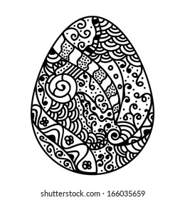 Sketch style floral Easter egg