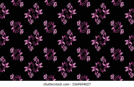 Sketch style of flower magenta and soft pink, isolated on black background.