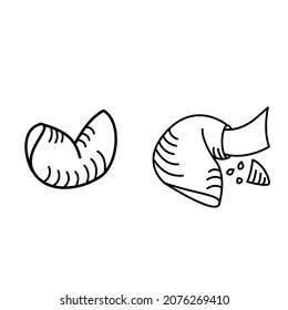 Sketch style fortune cookie set. Vector illustration.