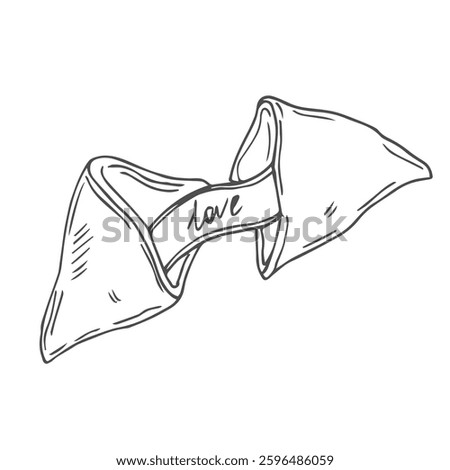 Sketch style fortune cookie set. Vector illustration.