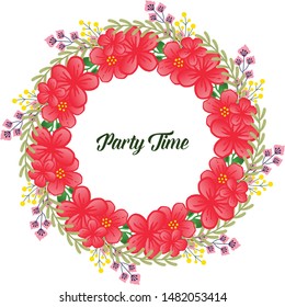 Sketch style frame, with art unique leaf floral, for party time card design template. Vector