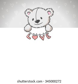 Sketch style Sketch style hand drawn Bear with heart. Vector illustration hand drawn Bear with heart