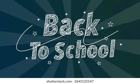 Sketch style hand drawn typography with star doodles and dark green background