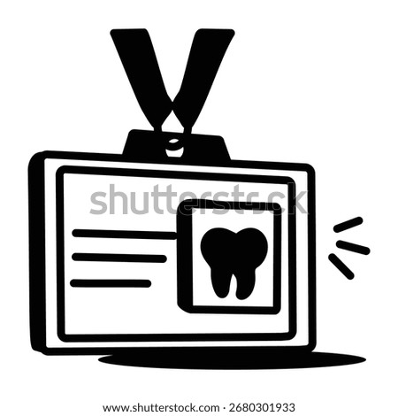 Sketch style icon of a  professional id badge
