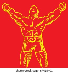 Sketch style illustration of a boxing champion