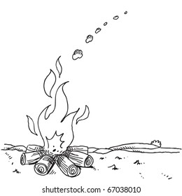 Ilustração de estilo de esboço de um incêndio