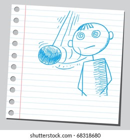 Sketch style illustration of a hypnotize man