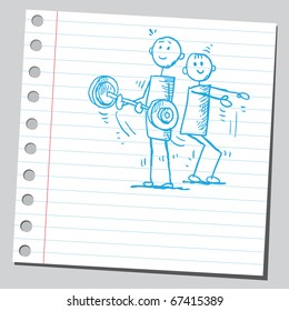 Sketch style illustration of a men exercising
