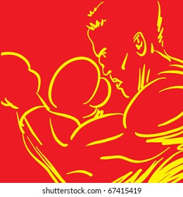 Sketch style illustration of a strong fighter