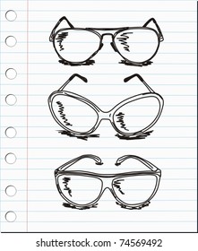 Sketch Style Illustration Of Three Sunglasses