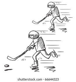 Sketch style illustration of a two ice hockey players