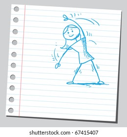 Sketch style illustration of a woman exercising