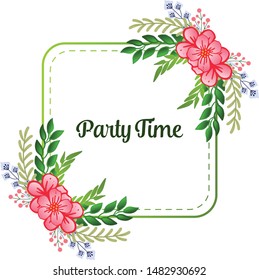 Sketch style of leaf flower frame, for party time concept poster. Vector