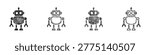 Sketch style minimal robot icon design set