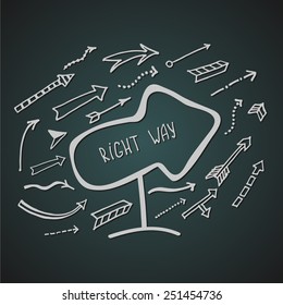 Sketch style  pointer and various arrows made in vector.
